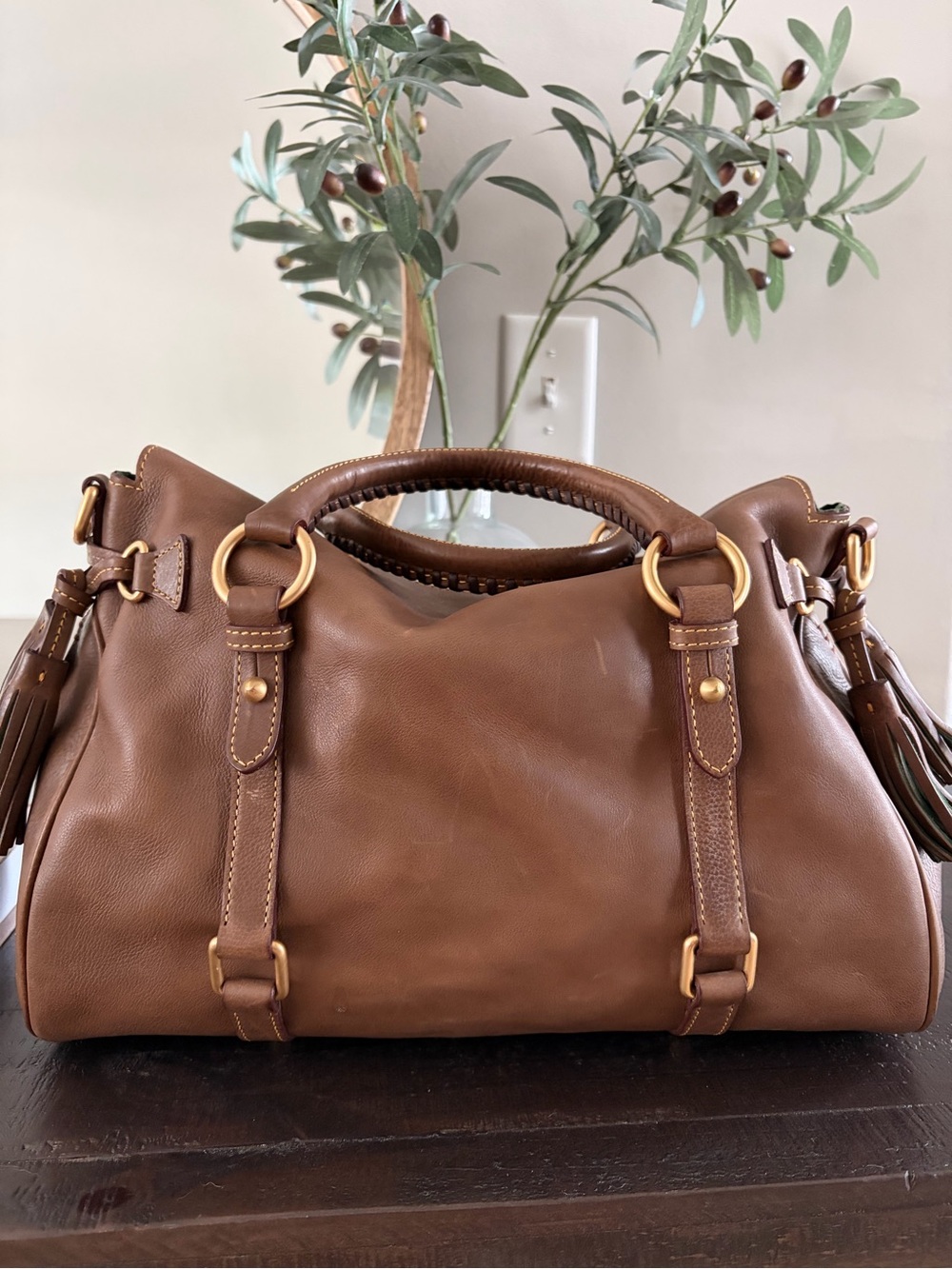 Dooney and Bourke Large Florentine Leather Satchel - Picture 4 of 9